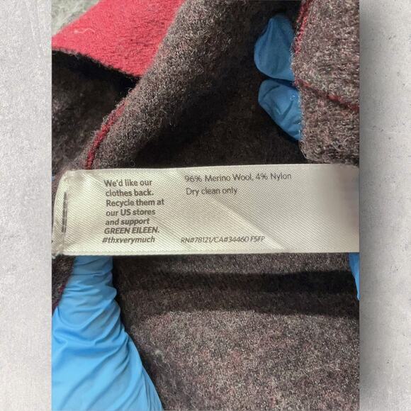 Eileen Fisher Merino Double-Knit Kimono Jacket Womens Large Burgundy Maroon - Picture 6 of 6